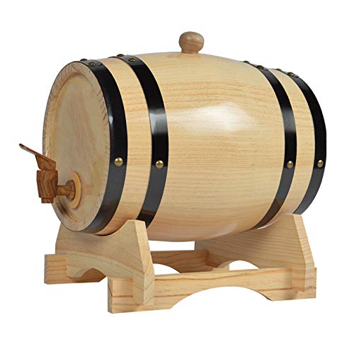 Barril de Vino de Madera Almacenamiento De Alcohol 3L/5L/10L/15L/20L/25L/30L/50L Barril De Whisky Con Soporte De Barril De Vino For Almacenar Vino Cerveza Whisky(Con Soporte Para Copa De Vin(Size:50L)