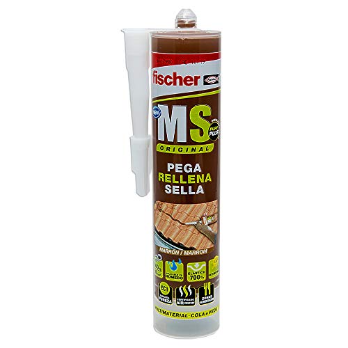 fischer | polímero silicona marron MS PLUS. Sellador adhesivo antimoho para juntas bañera, ventanas, grietas. Pegamento fuerte. (290ml)