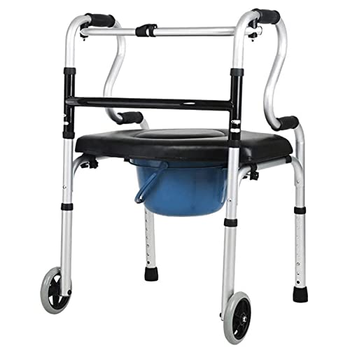 YDoo Silla de Ducha con Respaldo y Brazos para Personas Mayores Silla de Noche Plegable con Ruedas Silla de baño de Alta Resistencia Transporte portátil para el hogar Silla de Ruedas Silla de bañ