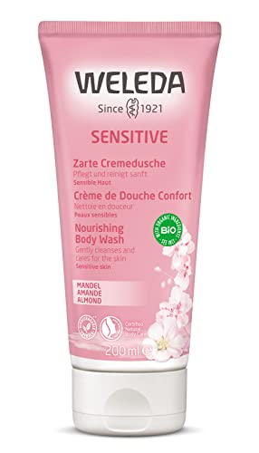 WELEDA - Gel de ducha de almendra sensible, cosmética natural calmante para pieles sensibles y delicadas, cuidado suave y limpieza para una sensación suave de la piel (1 x 200 ml)