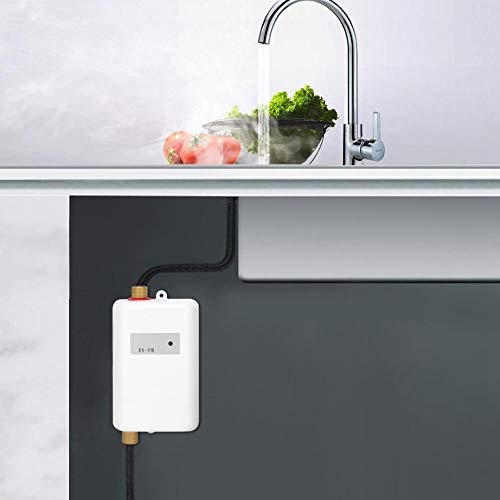 Calentador de agua eléctrico, blanco con luz indicadora LED Calentador de agua instantáneo 0.4-0.6mpa,(European standard 220V)