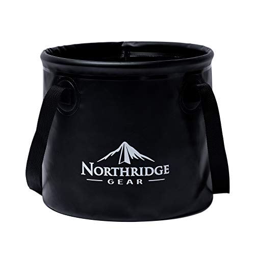 Northridge Gear Negro Lavabo Cubo Plegable de 15L | Camping Pesca Fiesta en el Jardin | Se Puede Utilizar Como Cuenco Plegable Para Lavar Platos, Bolsa Para Lavar Platos | Negro, 15L