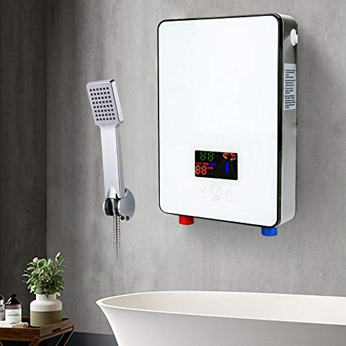 Calentador de agua eléctrico sin depósito, para ducha o baño, color blanco, instantáneo, 220 V, 6500 W, para baño y cocina