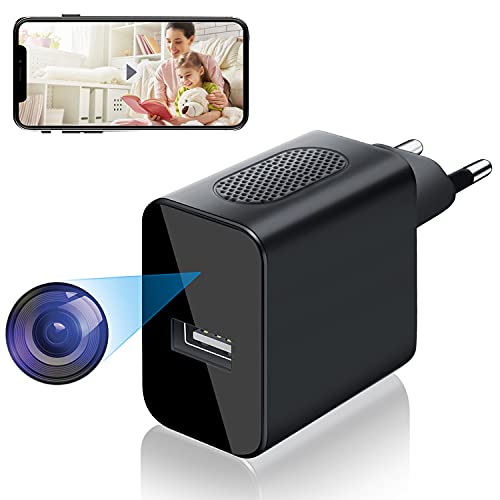 Igzyz Cámara Espía WiFi USB, 4K/1080P Cámara Mini cámara Oculta con Alarma de Detección de Movimiento, Mini Cámara de Vigilancia Compatible con Android e iOS