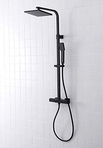 SCHWÄNLEIN® Sistema de ducha de acero inoxidable con termostato, color negro