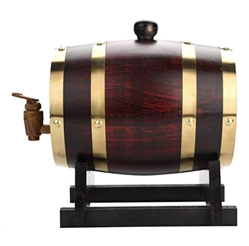 Oak Aging Barrels - Dispensador de barril de whisky de 1,5 L para vino, licores, cerveza y licor de color retro (con chips de roble al horno)