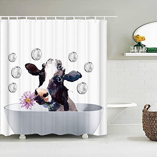 WILLMEIH cortinas baño Vacas animales flores 54