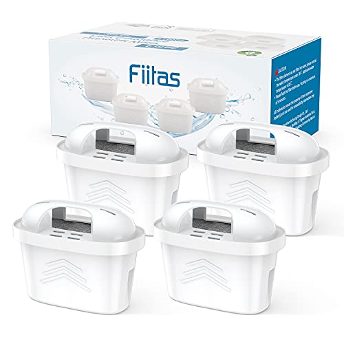 Cartucho de filtro Fiitas para Brita Maxtra Plus Compatible con Brita Marella/Style/Aluna Jarra para reducir la cal, el cloro y el plomo (Pack de 4)