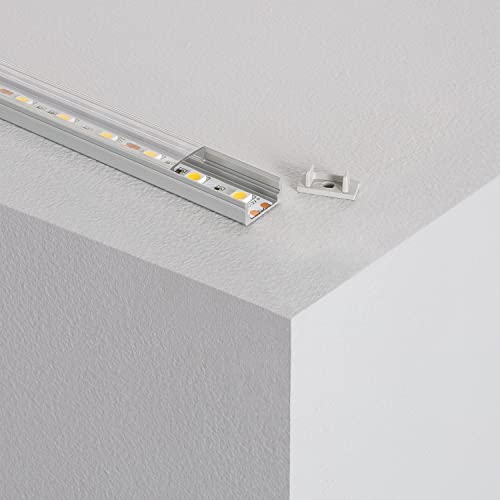 LEDKIA LIGHTING Perfil de Aluminio Superficie con Tapa Continua para Tiras LED hasta 12 mm 5m
