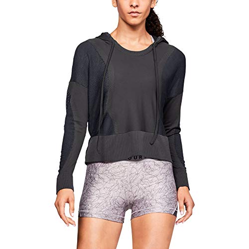 Under Armour UA Vanish Seamless Hoody Parte Superior del Calentamiento, Mujer, Jet Gray/Black/Metallic Silver 010, M