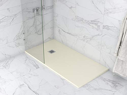 MASAL TECH DESING - Plato de ducha CREMA 80x120 cm, antideslizante y de fácil colocación.