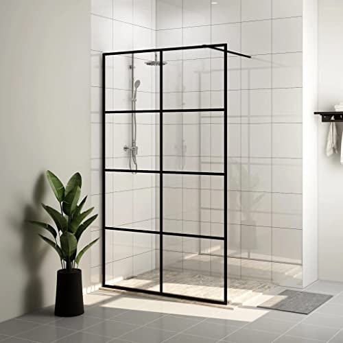 ZesenArt Home & Garden Tools-Walk-in - Muro de ducha con cristal transparente ESG (115 x 195 cm), color negro
