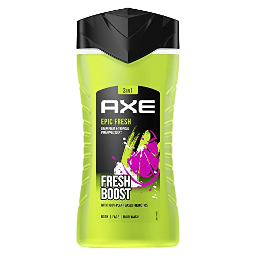 Axe Gel de ducha y champú Epic Fresh 3 en 1 para una frescura duradera y un aroma dermatológicamente probado, 250 ml, 1 unidad