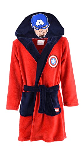 Marvel Avengers Albornoz para Niño, Batas Infantiles, Albornoz Capitán América, Diseño Superhéroe, Regalo para Niño, Talla 4 Años, Rojo