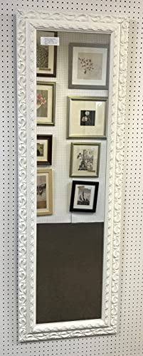 Modec Mirrors Espejo de Vestir de 75 mm, Color Blanco, Estilo Shabby, Elegante, 43 cm x 127 cm