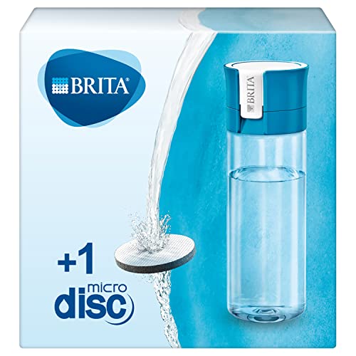 BRITA fill&go Vital – Botella con filtro de agua con tecnología MicroDisc – Agua de excelente sabor para disfrutar en cualquier lugar – Botella de agua sin BPA – Color azul