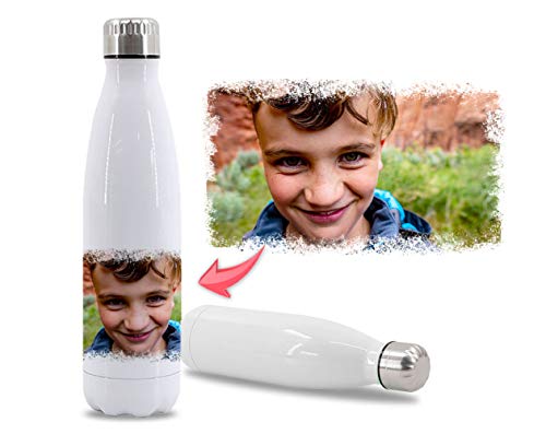Getsingular Botellas de Agua de Acero Inoxidable Personalizadas con tu Foto y Diseño | Botellas térmicas de Doble Capa | Libre de BPA | Bebidas frías 24h y Calientes 12h | 350 ml / 500 ml / 750 ml