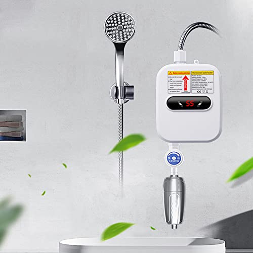 KOLHGNSE Calentador eléctrico de agua caliente con cabezal de ducha para baño y ducha (3500 W, 220 V)
