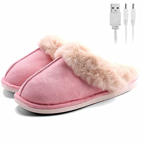 Zapatillas calefactables Almohadilla calefactora Zapatos USB Almohadilla calefactora para cálidos Zapatillas calefactoras eléctricas frías La Mejor Caldera De Gas (Pink, One Size)