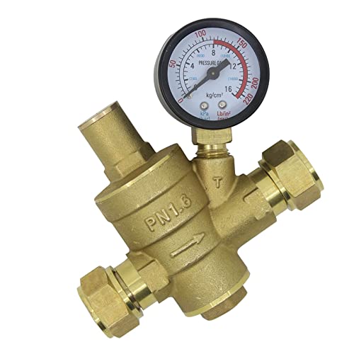 regulador de presion agua Válvula reductora de presión ajustable de latón, reductor regulador de presión de agua de 1/2 pulgada