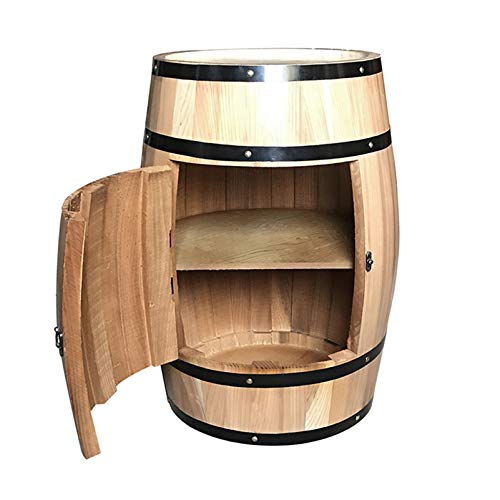 Vinoteca barrica de roble con puerta barricas de vino, Armarios decorativos de madera maciza de exhibición de barril de cerveza, Decoración de bodega de almacenamiento de exhibición de madera natura