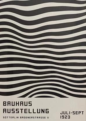 QAWY Arte del cartel de la exposición de la Bauhaus, impresiones de diseño retro, pinturas en lienzo sin marco decorativas modernistas en blanco y negro A7 30x40cm