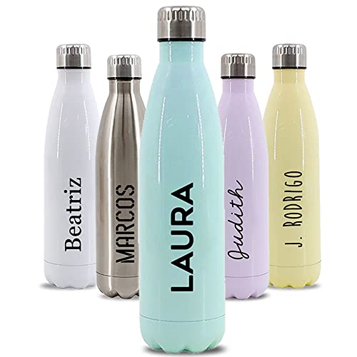 Getsingular Botellas de Agua de Acero Inoxidable Personalizadas con Tu Nombre | Botellas térmicas de Doble Capa | Libre de BPA | Bebidas frías 24h y Calientes 12h | 350 ml / 500 ml / 750 ml
