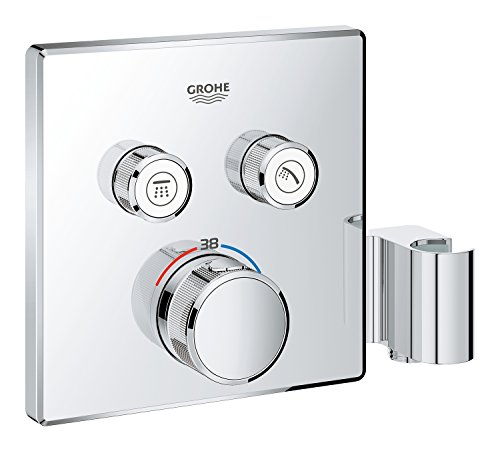 Grohe Grohtherm SmartControl - Termostato para ducha y baño con soporte, dos válvulas y pieza de empalme para ducha integrada, Cromo (29125000)
