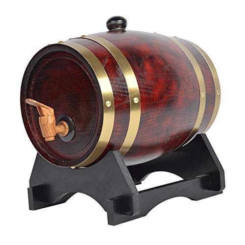 Barril de Vino de Madera Whisky Barrel 3L/5L/10L/15L/20L/25L/30L/50L Dispensador De Cubos De Whisky De Madera Hecho A Mano Adecuado For Almacenar Licores De Ron De Vino(Con Soporte Para Copa(Size:50L)