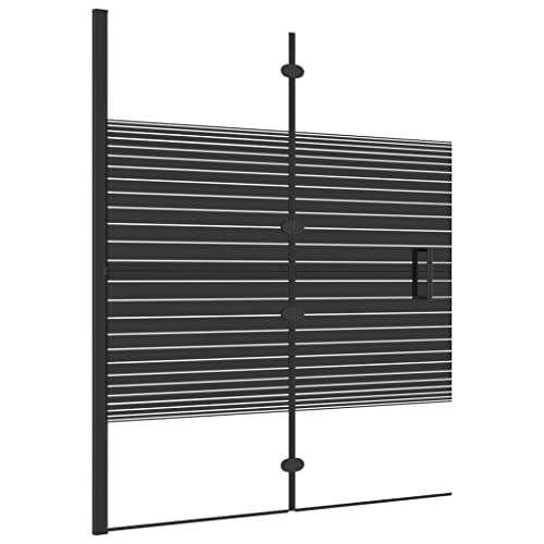 vidaXL Mampara de Ducha Plegable Puerta Cabina Cuarto de Baño Pared Cerramiento Cubículo Partición Seguridad Moderno ESG Negro 120x140 cm