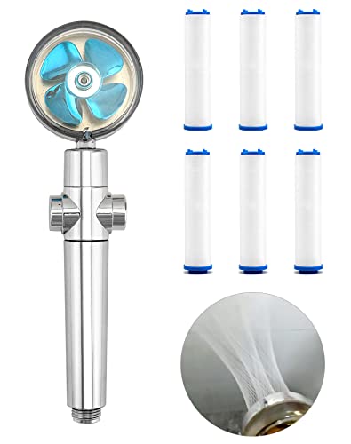 QWORK Alcachofa ducha alta presión, ducha antical giratoria 360°, ducha hélice de alta presión, ahorro de agua, con 6 filtros