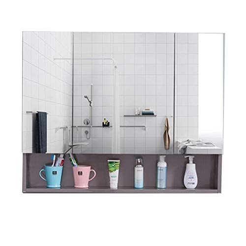 Armarios con espejo Acero Inoxidable baño Impermeable 3-Puerta de la Ducha Rack de Almacenamiento higiénico Espejo El Espejo sobre el Lavabo (Color : Gray, Size : 100 * 80cm)