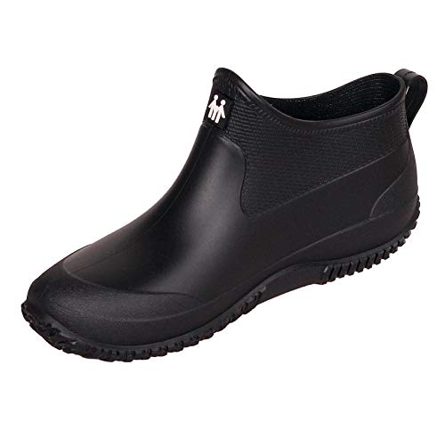 SMajong Botas de Caucho Hombre Mujer Botas de Agua Antideslizante Botas Lluvia Impermeable Zapatos de Jardin Calentar Invierno Negro Talla: 42 EU