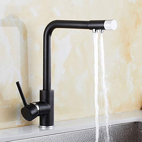 Kit de ajuste de grifo de baño Girar Negro Cocina caliente y fría Llave de grifo doble Interruptor Válvula de cerámica Núcleo Diámetro del asiento 3.5 cm Grifo de baño