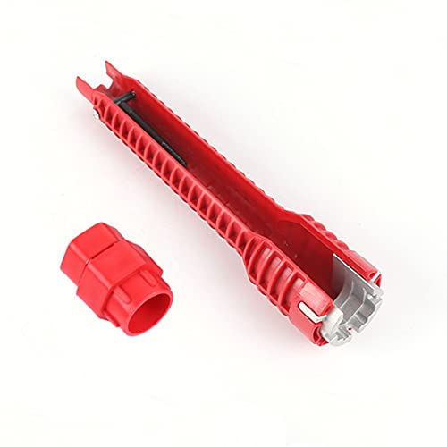 Herramienta de instalación de grifo y fregadero 8 en 1, herramienta de fontanería multifuncional, llave de tubo de agua para baño, cocina, inodoro, fregadero (rojo)