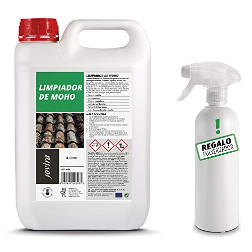 JOVIRA PINTURAS Limpiador de Moho. Elimina el Moho. Eficaz para manchas de microorganismos en terrazas, tejados, paredes, jardín, azulejos, bañeras, cocinas, aseo (5 Litros)