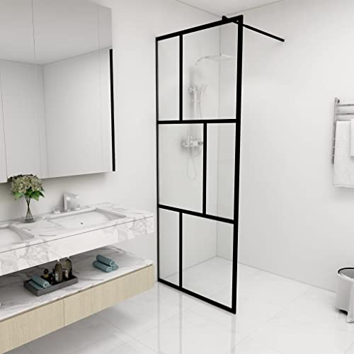 Muro de ducha con vidrio templado negro 80x195 cm con tamaño: (78-80) x 195 cm (ancho x alto)
