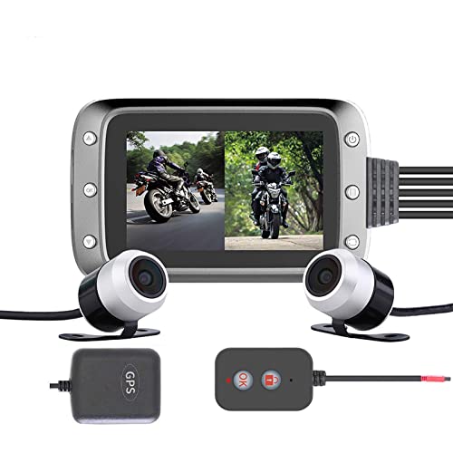Motorcycle Drive Recorder with 1080P Dual Waterproof Camera 3-in ISP Screen Video Loop Recording with GPS Mode WiFi G-Sensor and Manual Lock Acc Power Start