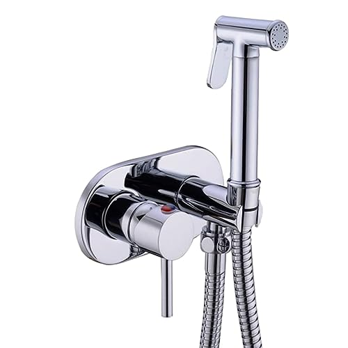 VALAZ - Grifo de bidet empotrado redondo cromado ducheta higienica sustituir bide agua fria y caliente Serie Jucar