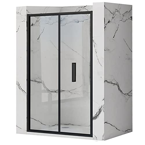 VBChome Mampara de ducha plegable de 100 x 195 cm, perfil de aluminio negro