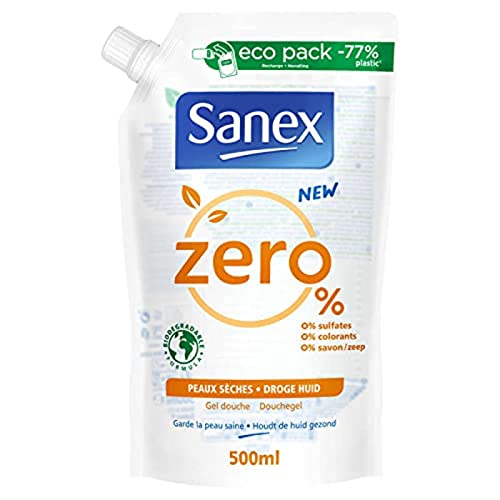 SANEX Zero% - Recambio de gel de ducha - pieles secas 500 ml