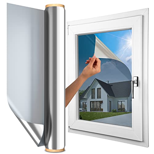 MARAPON® Vinilos para ventanas con efecto espejo [75x200 cm] inkl. eBook - Lámina de espejo para ventana, protección UV, protección infrarroja – lámina de adherencia estática