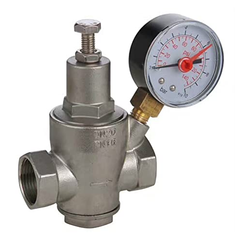regulador de presion agua Válvula reductora de presión de agua de acero inoxidable Rosca hembra Calentador de agua Válvula reguladora Válvula reguladora de presión DN15-DN50 (Size : DN25)