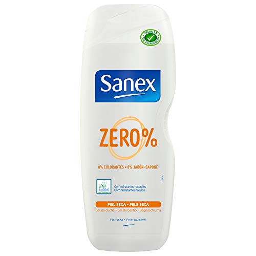 Sanex Zero%, Gel De Ducha o Baño, Con Hidratantes Naturales Para Pieles Secas - 600 ml