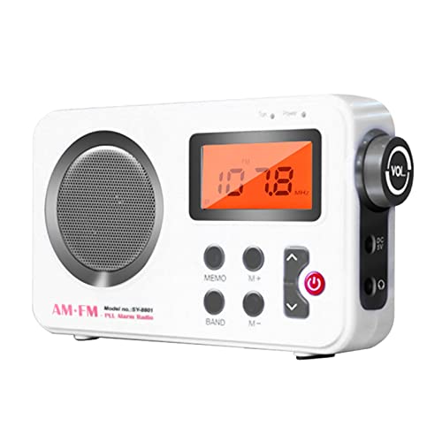GeKLok Radio FM AM, radio de ducha, mini radio estéreo portátil con puerto de auriculares, pantalla LCD, radio de música de baño inalámbrico impermeable