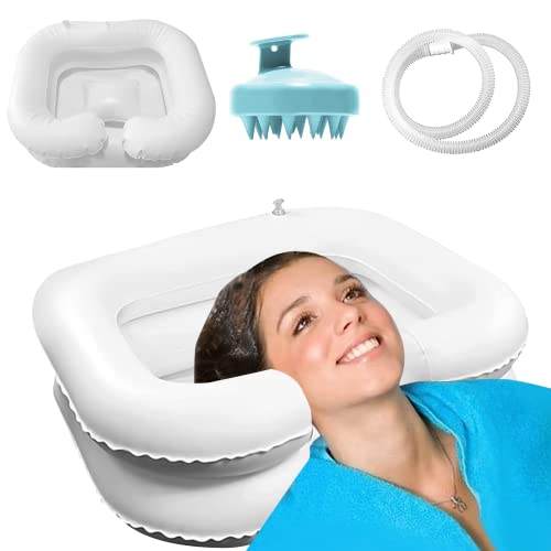 Lavabo de pelo para camas con champú, lavabo hinchable, lavabo móvil para paciente postoperatorio