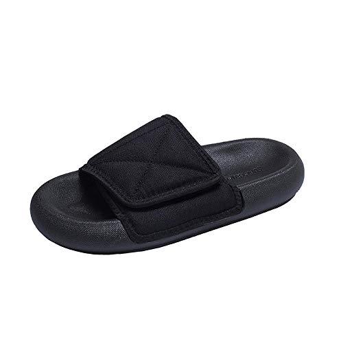 RSVT Zapatillas de Ducha Transpirables,Pareja de Sandalias y Pantuflas con Velcro. Pantuflas de Playa de Pan Gordo de Suela Gruesa-Negro_Hombres 41,Zapatillas Interior Piso