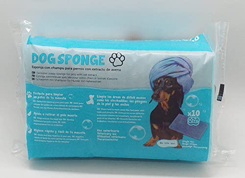 Dog Sponge Esponja Jabonosa Desechable de Un Solo Uso con Champú de Avena para Perros. Esponja de Baño y Limpieza de Almohadillas para Todo Tipo de Canes. 10 Unidades