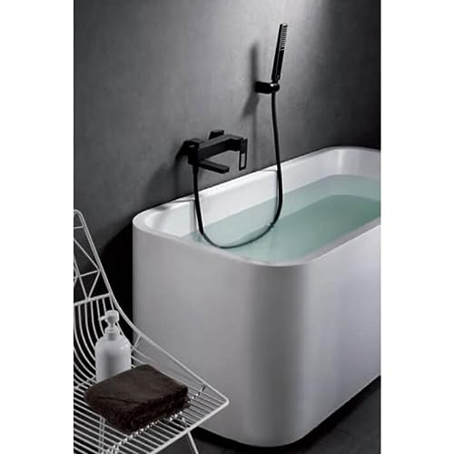 IMEX - Monomando Grifo de pared para bañera con mango de ducha SERIE SUECIA Negro Mate BDC032-7NG
