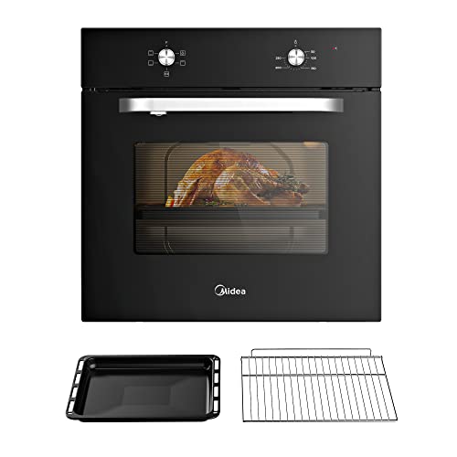 Midea Horno Eléctrico Empotrable Multifunción 65L - 9 funciones de Cocción - Horno Compacto de aire Caliente de 65cm ancho, con Mandos Giratorios y Luz Interior